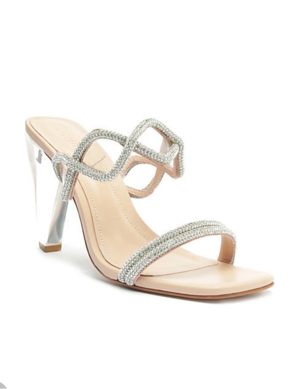 SCHUTZ Nude Arabella Glass Rhinestone Clear-Heel Strappy Sandals